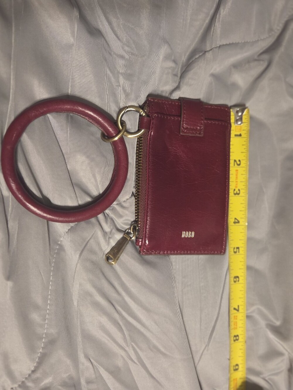 Brand New HOBO Wine Red Leather Wristlet Card Holder with Ring.